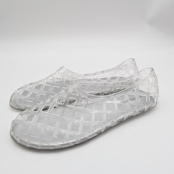 Jeffrey Campbell Jellz Slip-On Flat Shoes Women's Clear Silver Size US8 EU39 - Picture 1 of 12